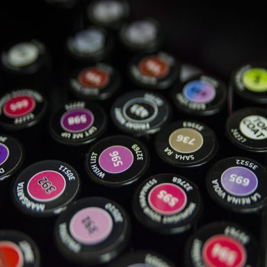 a group of colorful round objects for manicure and pedicure